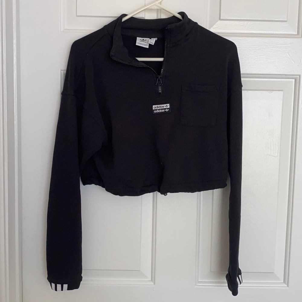 Adidas Cropped Quarter Zip Size M